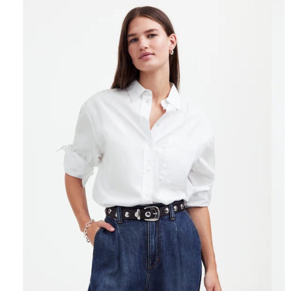 NWT J. Crew Relaxed Button-Up Shirt Professional Office Chic White XXS